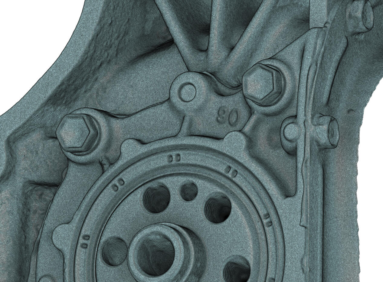 High precision scan of a part of an engine